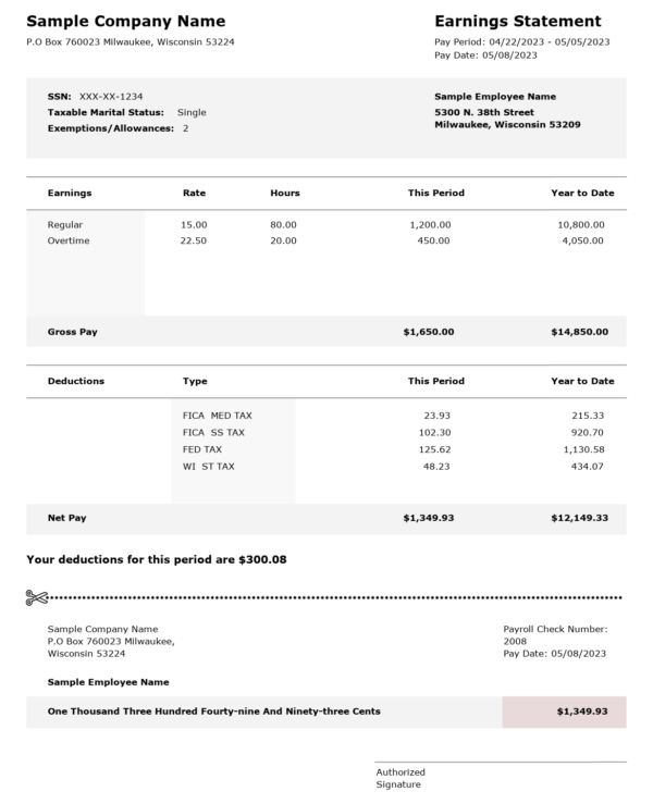 Sample Pay Stubs Template | Generate Pay Stubs | Free Pay Stub Template ...